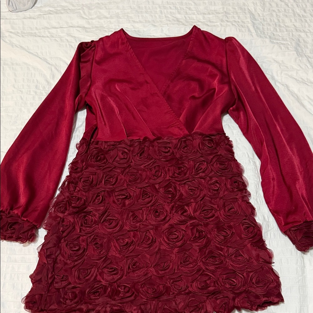 Elegant Red Dress with Flower Detail